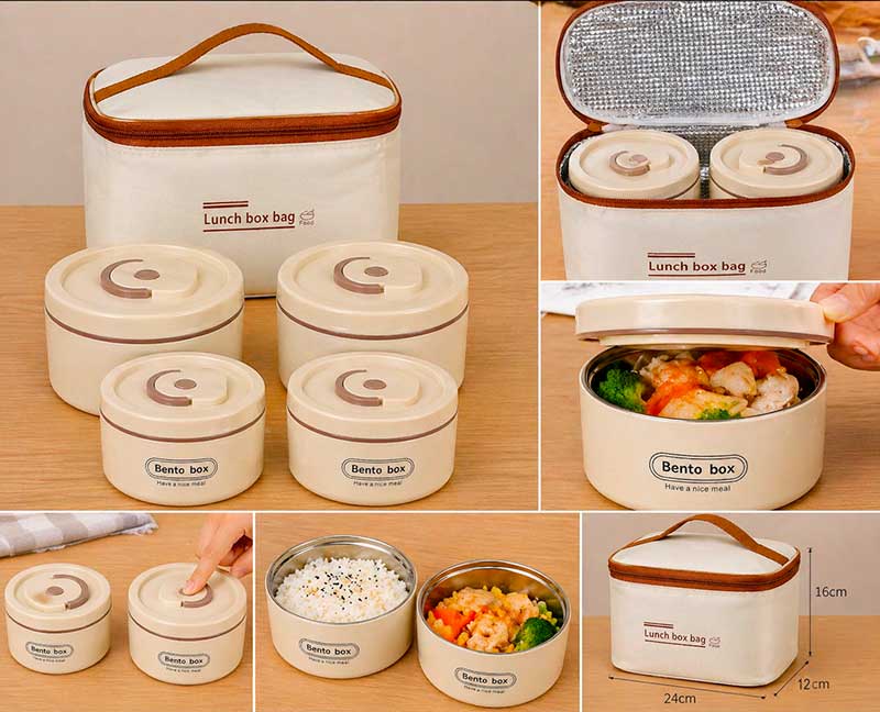 Lunch Box Isotherme 4 Pièces Avec Sac – Boîtes Hermétiques + Sac Thermique thumbnail 4