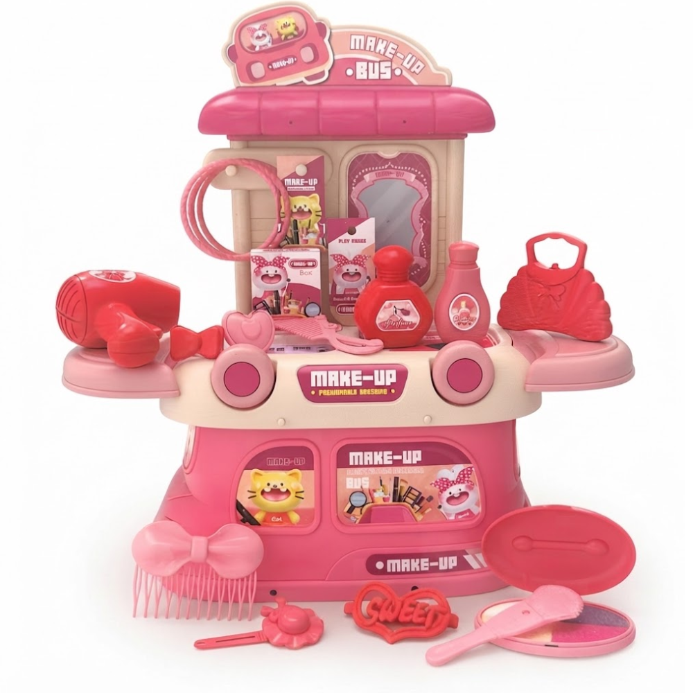 Set De Maquillage 2-en-1 – Bus Coiffeuse Pour Enfants Avec Accessoires thumbnail 1