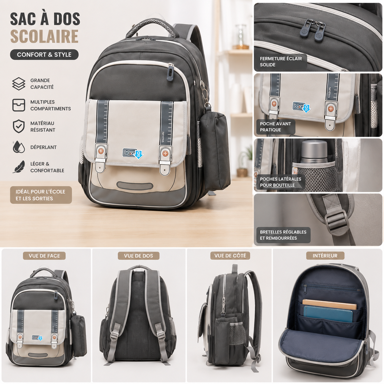 Sac À Dos Enfant  Multi Design, Grande Capacité Style Tendance