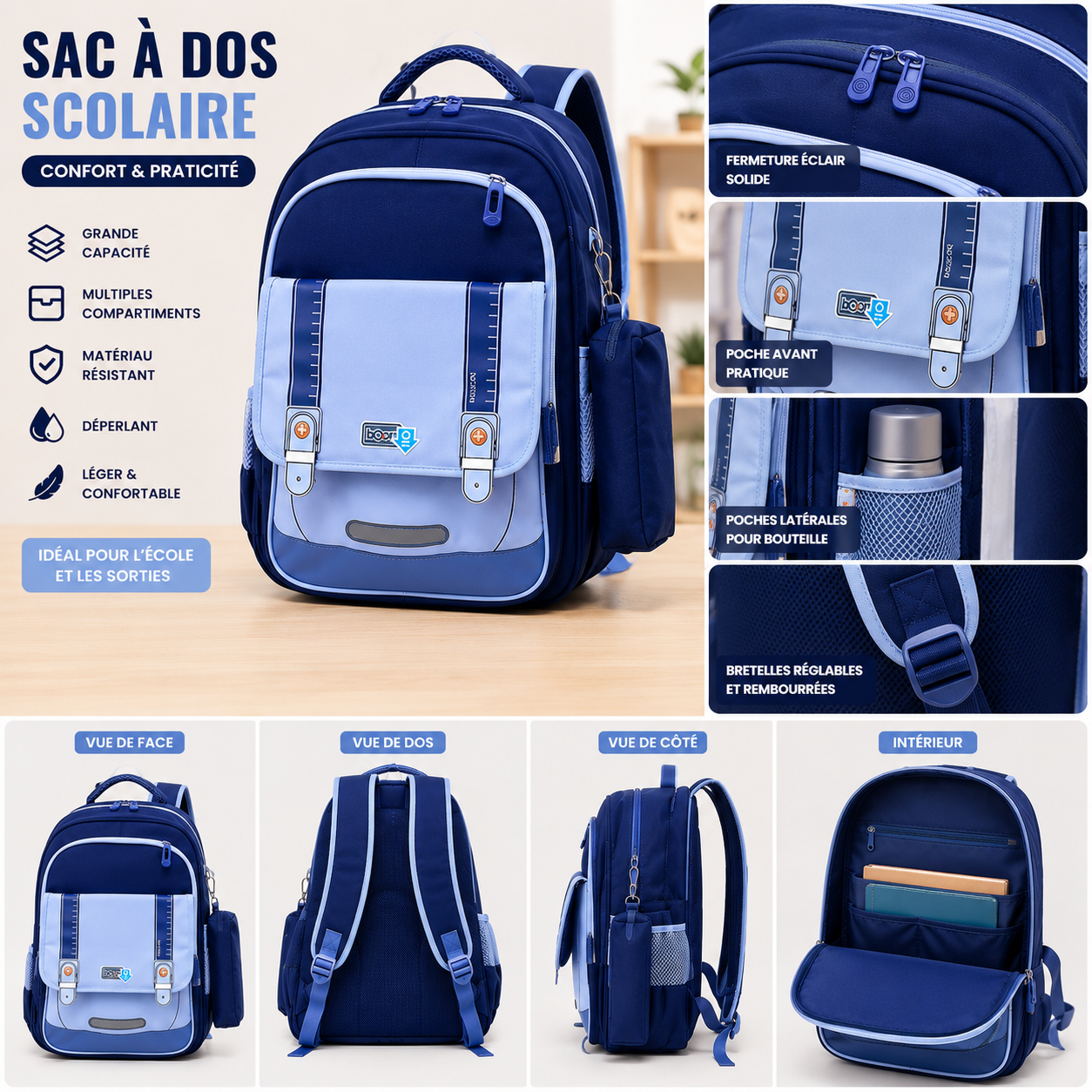 Sac À Dos Enfant Multi Design, Grande Capacité Style Tendance thumbnail 3