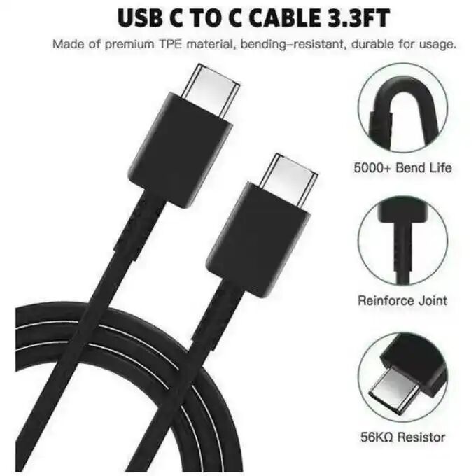 Chargeur Secteur Samsung Ultra Rapide 45w – Adaptateur Usb-c Avec Câble Usb-c Vers Usb-c