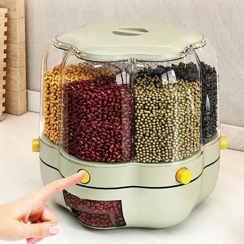 Distributeur De Riz À Grains À 6 Compartiments Rotatifs À 360 Degrés, Distributeur De Seau