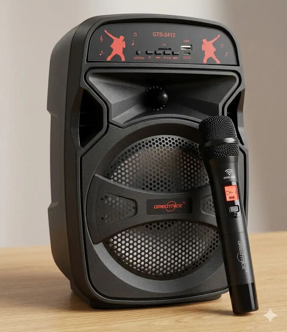Haut-parleur Puissant & Micro Sans Fil Gts-2412 Wireless Sound Master 6.5