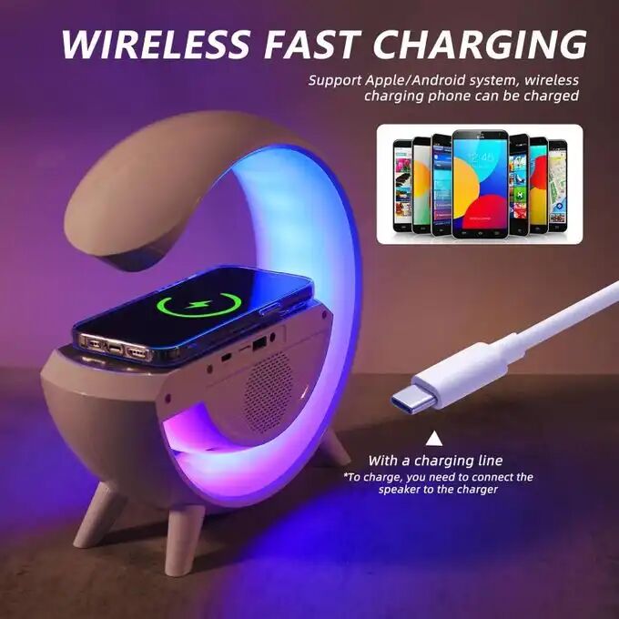 Lampe Led Intelligente Avec Haut-parleur Bluetooth, Chargeur Sans Fil Et Horloge