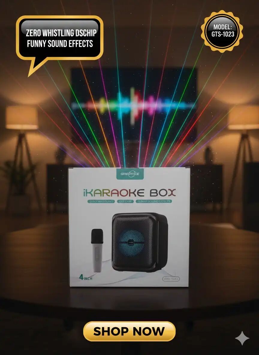 Haut-parleur Bluetooth Karaoké Portable Avec 1 Microphone Sans Fil, Son Amplifié, 12 Effets Lumineux