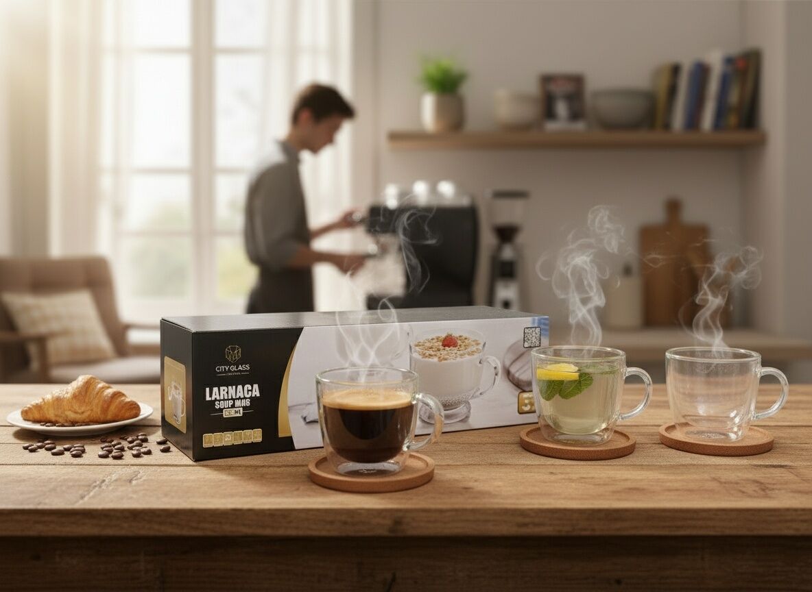 Lot De 3 Tasses En Verre À Double Paroi Avec Poignée – 500 Ml