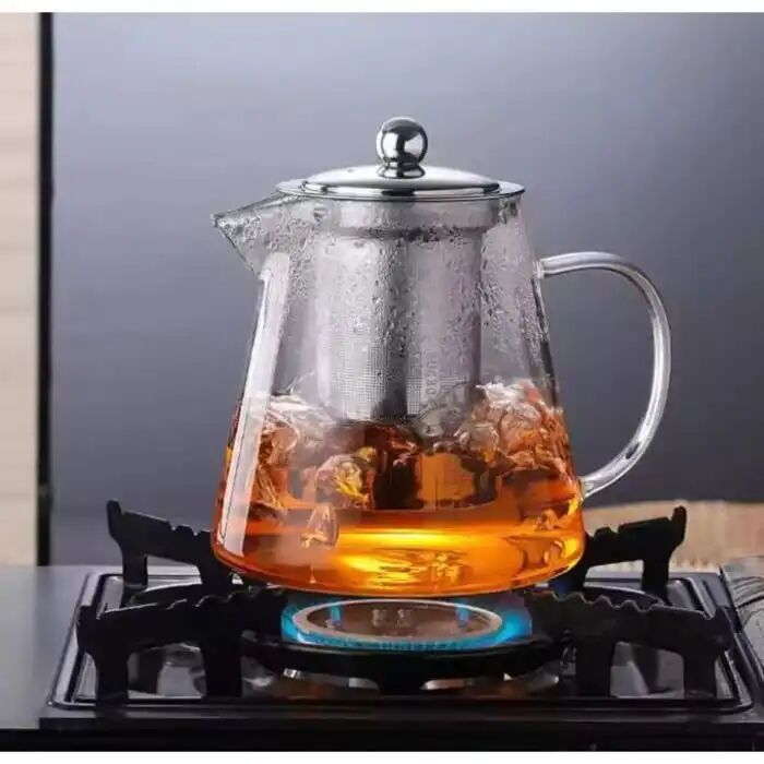 Théière En Verre  Avec Infuseur Amovible En Acier Inoxydable Doré