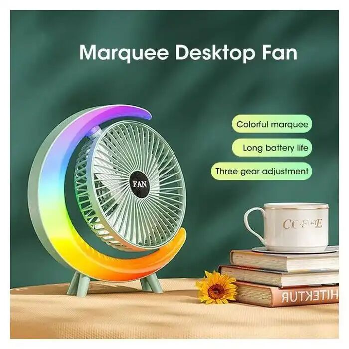 Ventilateur Électrique Portable Avec Led, Rechargeable, 3 Vitesses,ventilateur De Bureau