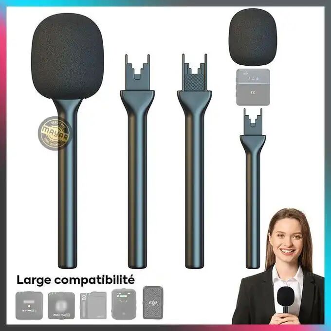 Adaptateur Microphone À Main Pour Interview, Djl / Mic, Support Portable Avec Pare-vent En Mousse